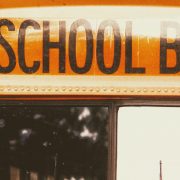 A close up on the top of a school bus