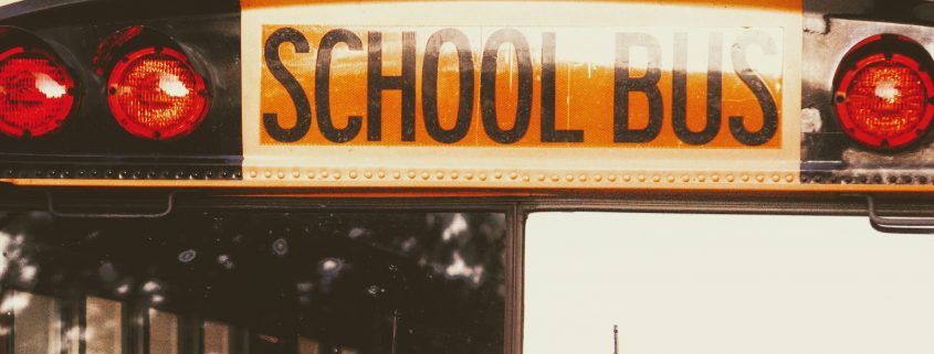 A close up on the top of a school bus