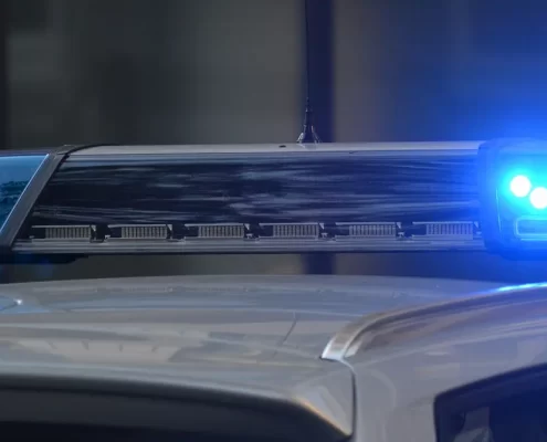 Flashing lights on a police car