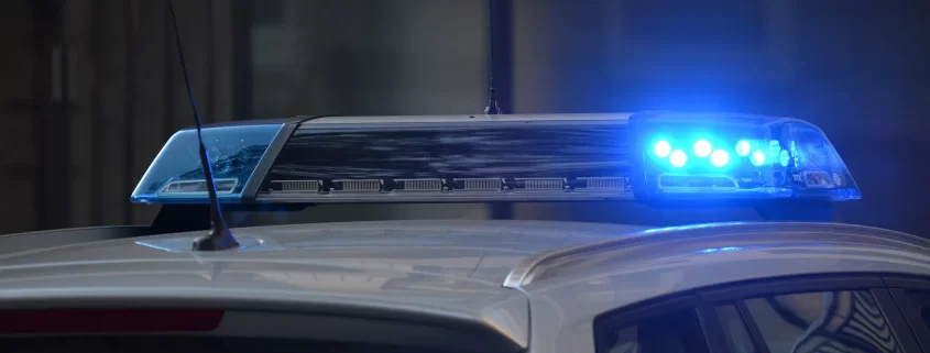 Flashing lights on a police car