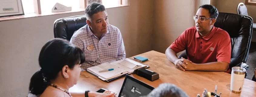 People having a family settlement meeting