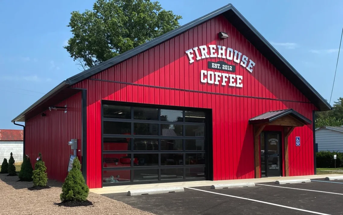 The outer facade of Firehouse Coffee