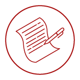 A pen writing on paperwork icon