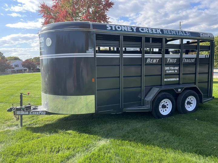 A horse trailer for rent from Stoney Creek Rentals