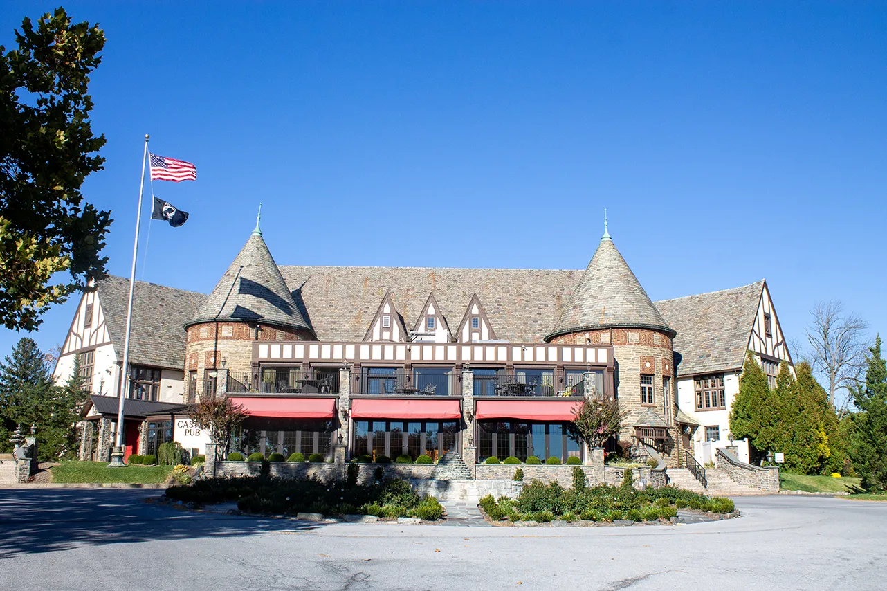 The main building at the Reading Country Club on a sunny day