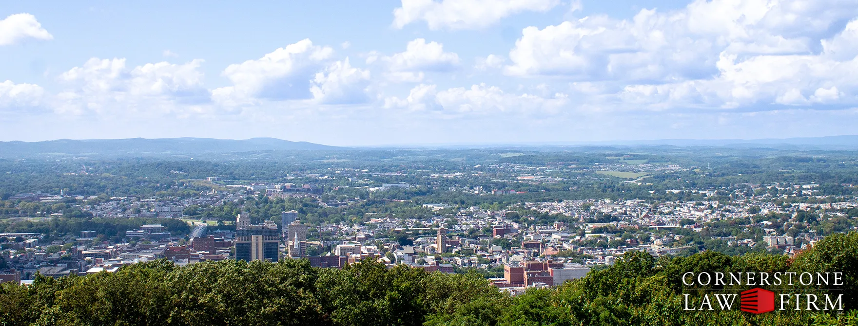 A panoramic view of the city of Reading on a sunny day.