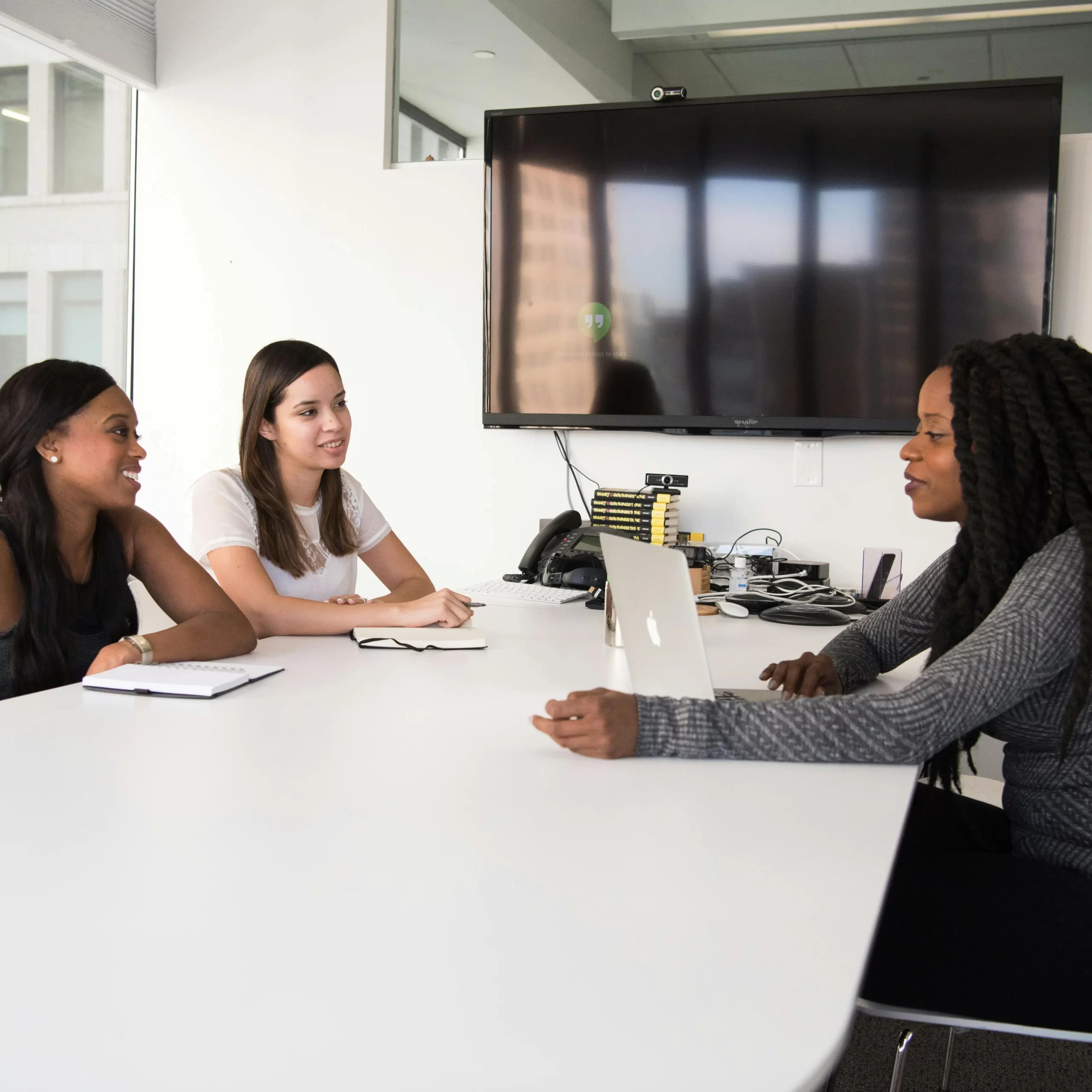 Employees speaking with their employer