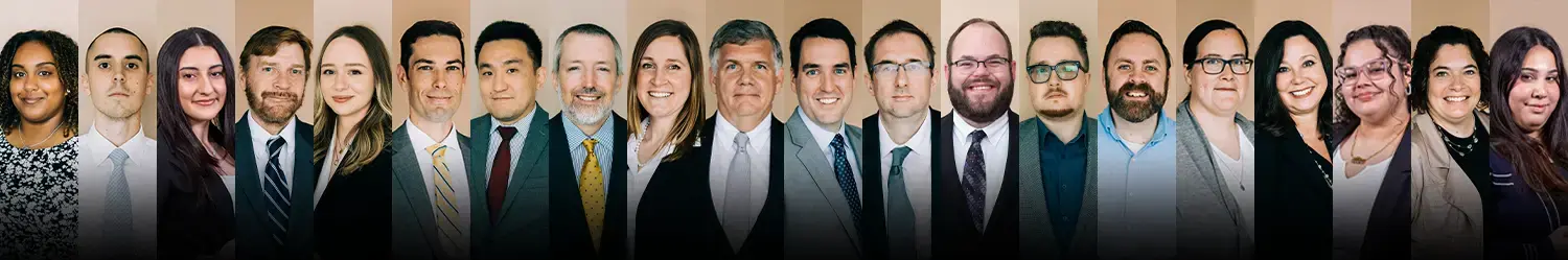 A composite of the headshots of all the staff and attorneys at Cornerstone Law Firm