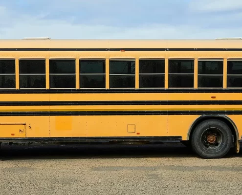 A school bus in a parking lot