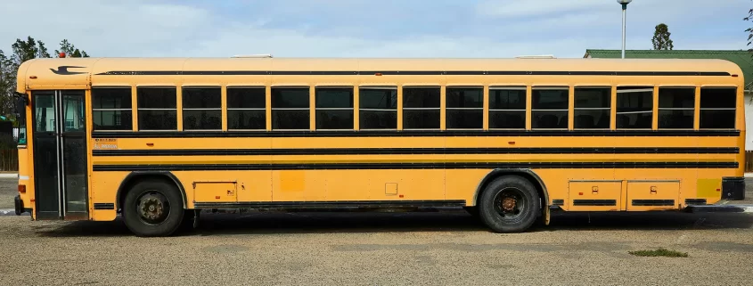 A school bus in a parking lot