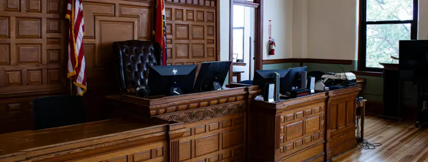 The inside of a courtroom