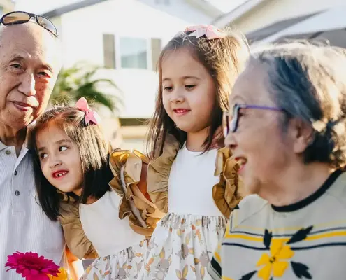 Grandparents with two granddaughters