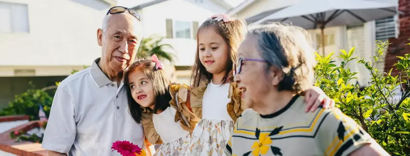 Grandparents with two granddaughters